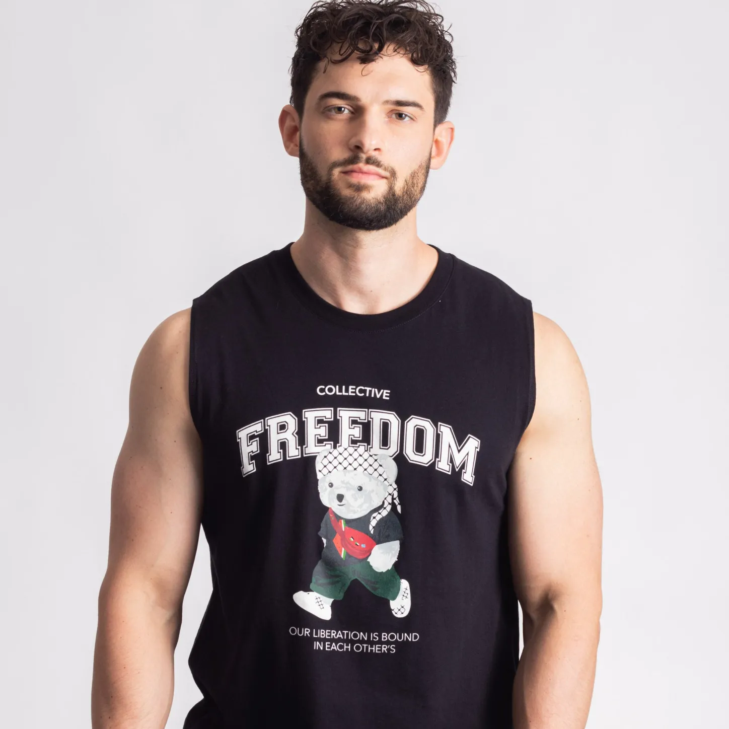 Tees*Wear The Peace Freedom Bear Muscle Tank