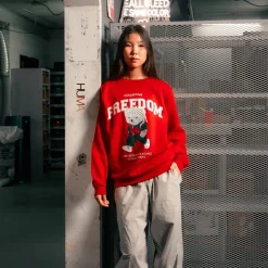 Hoodies & Crews | Clearance*Wear The Peace Freedom Bear Crewneck Red