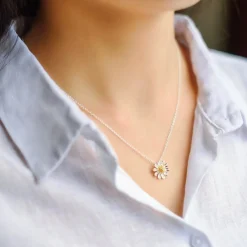 Necklaces*Wear The Peace Sunflower Sterling Necklace Silver